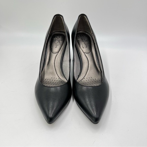7N 7 N NARROW LifeStride Womens Sevyn Black Faux Leather Point Toe Pumps Heels - Picture 3 of 15